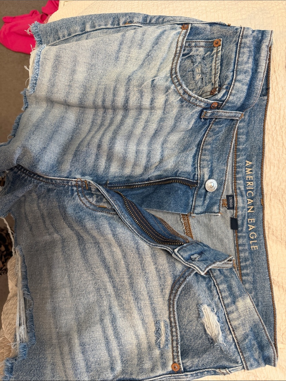 American Eagle Outfitters Light Wash Distressed Denim Shorts